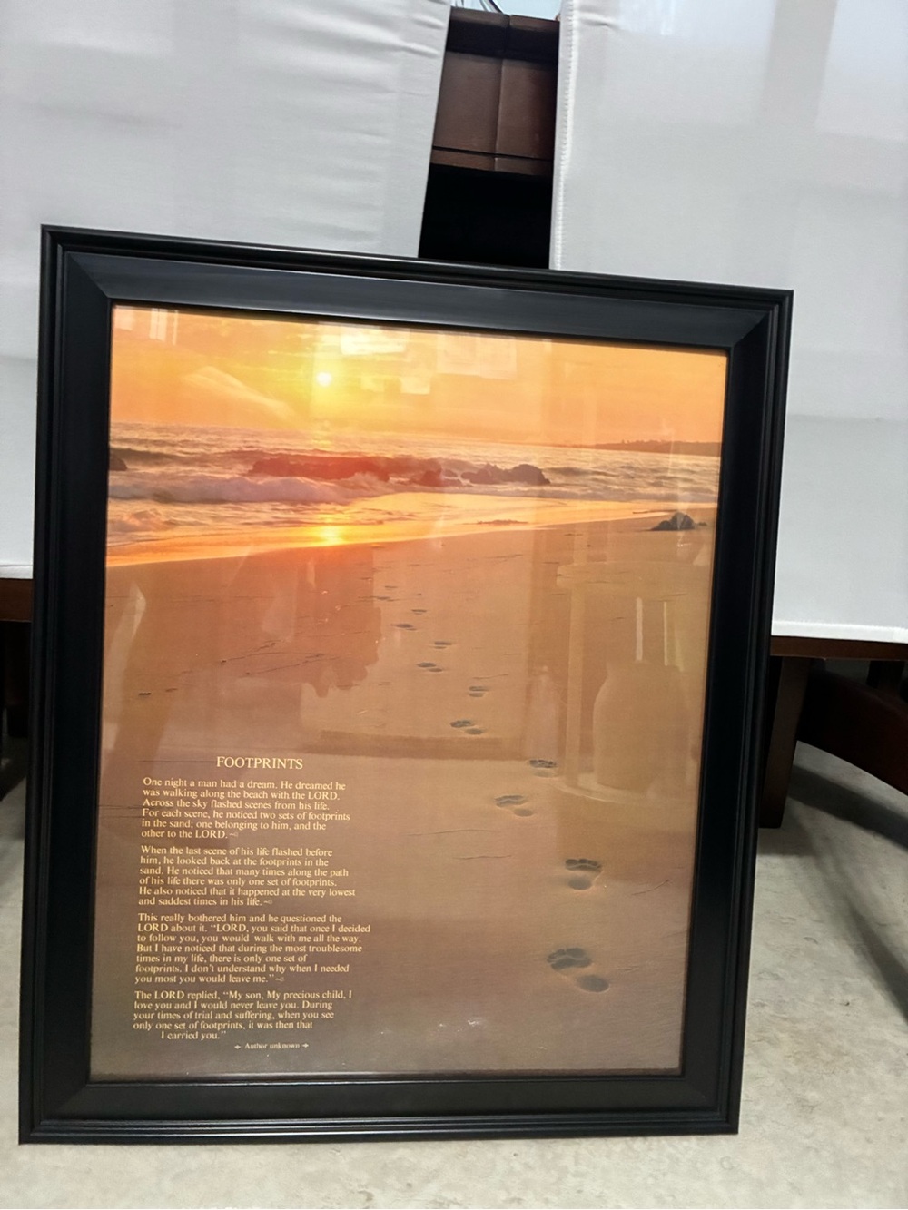 Sunset Beach ‘Footprints’ Framed Wall Art - XL; Orange & Gold; vintage…
